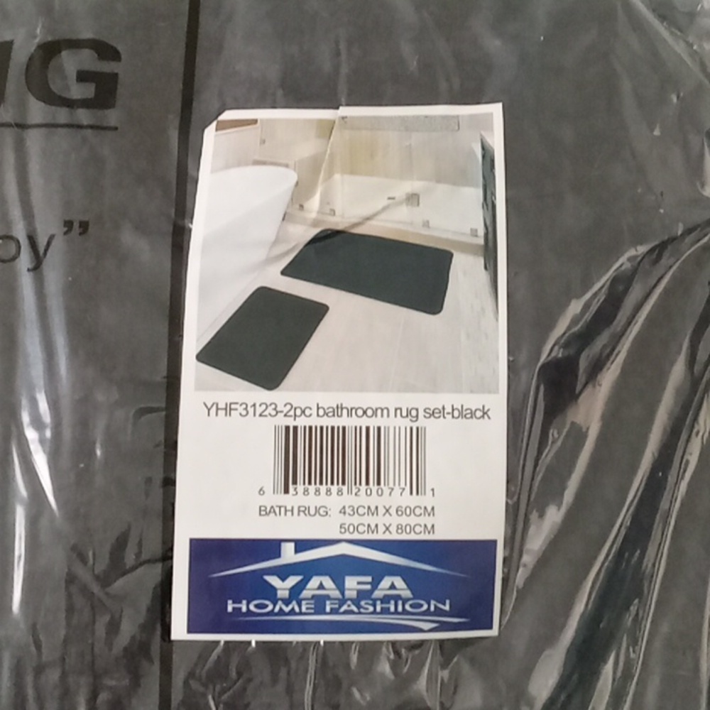 Black Bath Mat Set (Non Slip Backing)